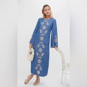 LOVE! NWT Tuckernuck Caroline K Blue Chambray Scalloped Dress Sz Large 8 10 12